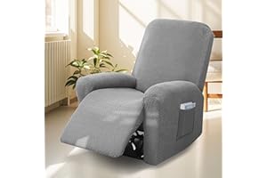 BOUFEIDA 4-Teilig All-Inclusive Sesselbezug, 1 Sitzer Relaxsessel Sesselbezug Stretchhusse mit Taschen, Sesselschoner für Fernsehsessel und Relaxsessel, Anti-Rutsch High Stretch Mit Elastischem Boden