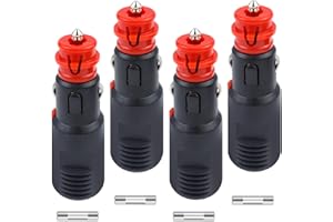FAELNK 4 sztuki męskie gniazdo zapalniczki samochodowej 12 V/24 V uniwersalny europejski adapter zapalniczki samochodowej z bezpiecznikiem 8A 10A do kamperów, łodzi, motocykli, samochodów ciężarowych