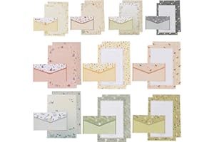 QUNKUN Papier listowy i koperta, 90 sztuk, zestaw papieru do pisania, papier do pisania, zestaw arkuszy listowych, 60 papieru do pisania, 30 kopert, zaproszenie, prezent, styl vintage, wzór kwiatowy (B)