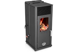 Babas Eco Hybriugn, pellets och träkombiugn, öppen spis, 8 kW, pelletsugn utan el, svart, vedkamin, träugn, kamin