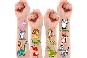 Leesgel Animale Tatuajes Niños, 10 Hojas Pegatinas Animales Tatuajes Temporales Niños, Jungla Safari Zoo Tropical Pegatinas Infantiles para Relleno Piñatas Detalles Cumpleaños Infantil