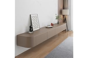 HYANXUE Soporte Flotante para TV, Estantes para TV Montados En La Pared con Puerta, Consola Multimedia para, Banco De Almacenamiento Grande para Debajo del(Khaki,180CM/70.8")