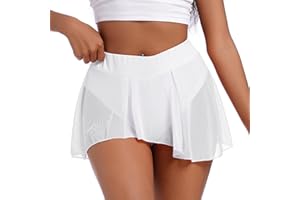 Odizli Mini jupe sexy d'été pour femme - Taille haute - Pole Dance - En maille transparente