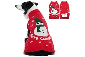 Hjumarayan Jersey Navidad Perro Grande - - Sueter con Muñeco de Nieve, Cálido, sin Mangas, con Agujero para Arnés, Ropa para Golden Retriever (Rojo XXL)