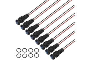 PATIKIL 8mm Blue Signal Indicator Lights, 8 Pack AC/DC 110-220V Panel Mount Waterproof Warning Lamps for Industrial Electrical Car Motorcycles Boats Directional Dash Light, Black