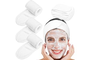 Whaline 4 PCS Spa Headband, Make up Hair Band, Stretch Terry Cloth Headband for Sport Yoga Shower(White)