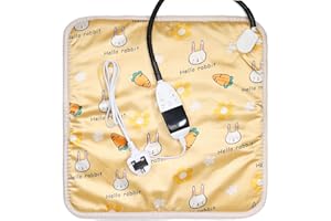 HR Huare Technology Pet Heating Pad, Adjustable Temp With Waterproof And Chew Resistance Cord Puppy Heat Pad, Yellow Rabbit, 65X50cm 1Pack