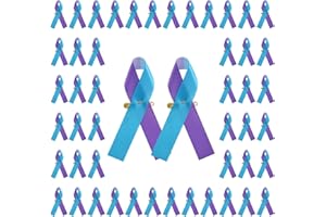 CRAFFANCY Nastro turchese e viola, 100 spille in raso con spille di sicurezza per la prevenzione del suicidio spilla per feste e eventi