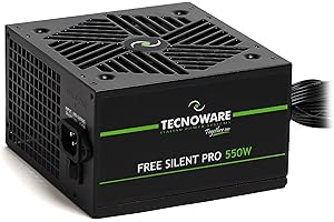 TECNOWARE POWER SYSTEMS Tecnoware Alimentation Free Silent Pro 550 pour PC Avancés avec Carte Graphique NVIDIA GeForce GTX - RTX, Ventilateur Silencieux, connecteurs PCI-E, CPU 4+4, SATA, Molex.
