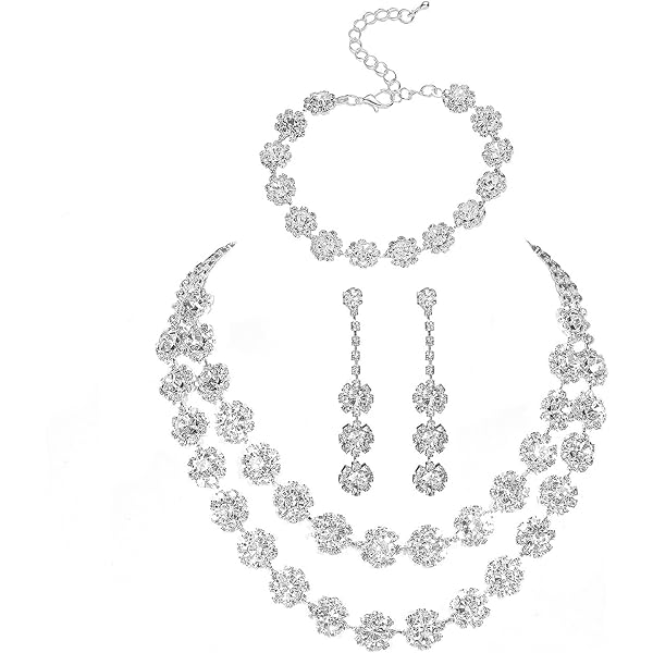 TTPSRY Parure Bijoux Goutte Cristal Brillant Collier Boucles Oreilles Bague Ensemble Élégant Strass Doré Accessoires Femme TTPSRY Parure Bijoux Goutte Cristal Brillant Collier Boucles Oreilles Bague Ensemble Élégant Strass Doré Accessoires Femme