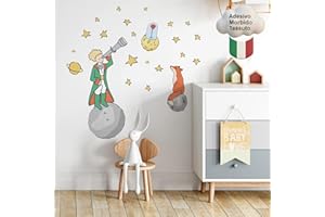 kina - Adesivo Murale Bambini Decorazione Parete Cameretta R00588 - Eco-Tessuto, Ecologico Anallergico, Riposizionabile, Effetto Carezza, Asilo Nido - Grafica Piccolo Principe e Misura 100x30 cm