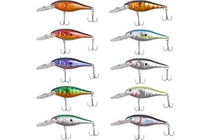 SHADDOCK 10pcs/lot 3D Fishing Eyes Laser Line Hard Minnow Baits Topwater Floating Life-like Swimbait Fishing Lures Bass Crankbait Tackle for Pikes/Bass/Trout/Walleye/Redfish