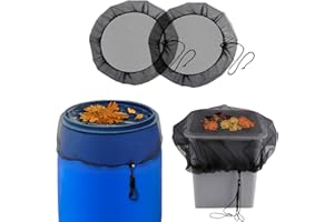 XLWEN Filet de Protection pour Tonneau de Pluie avec Cordon de Serrage, 2 pcs 95cm Filet pour Citerne de Pluie pour Anti-Poussière, Anti-Moustique(Noire)