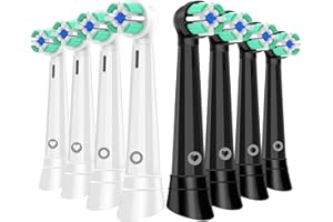 BRIZUF 8er Aufsteckzahnbürsten Kompatibel mit Oral B iO 3/4/5/6/7/8/9/10 Serie Elektrischen Zahnbürstea,Leistungsstarke Reinigung aufsteckbürsten Kompatibel Mit iO, Zahnbürstenköpfe (Schwarz&Weiß)