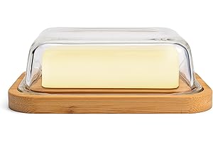 Greenable ® Butterdose - Nachhaltiger Behälter aus Bambus mit Deckel aus Glas - 100% BPA-Frei - Butter Dish - Für 250g Butter - Umweltfreundliche transparente Dose mit Bambusdeckel