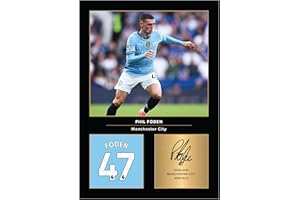 Icons Wall Art Photo imprimée de Phil Foden A4 avec autographe - Cadeau pour les fans de Manchester City - Signature, sans cadre