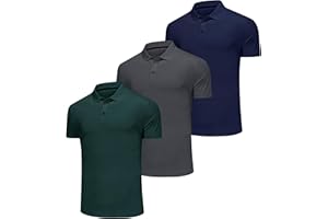 Djtnzdm Polo Golf Uomo Manica Corta Estate Traspirante Essiccazione Rapida Elastico Sportiva Tennis Polo Uomo Poliestere(Pacco da 3)