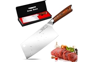 AROMA HOUSE Cuchillo Cocinero Cuchillo de Cocina Cuchillo de Cocinero Chino Cuchillo Asiático Hecho del Acero Inoxidable Carbonatado alemán alto,Cuchillo de Cocina Chino de Los 18cm Para el uso de Fines Múltiples