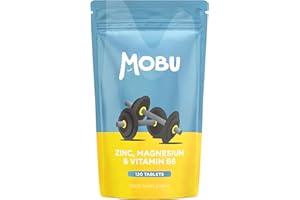 Zinc and Magnesium 120 Tablets | with Vitamin B6 | Normal Muscle Function & Energy Yielding Metabolism | Muscle Growth & Sleep Support | Vegan MOBU UK
