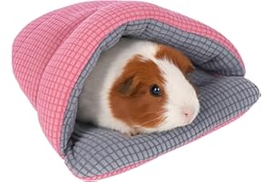 Fohuanky Cozy Small Pet Cave Bed Semi-Enclosed Hideout for Rabbits Guinea Pigs Hamsters Kittens Washable Portable Snuggle Winter Nest (Pink, S)