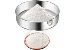 MUZRUNQ Setaccio a maglie a rete fine setaccio di farina rotonda con anelli appesi, filtro a maglie fine da 8 pollici per la cottura a ciondolo a setaccio in polvere, filtro a rete ultra fine