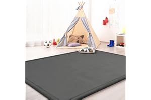 TT Home Tapis De Jeu en Mousse Tapis Chambre Enfant Soft Antidérapant Unis, Couleur: Gris Anthracite, Dimension:140x200 cm