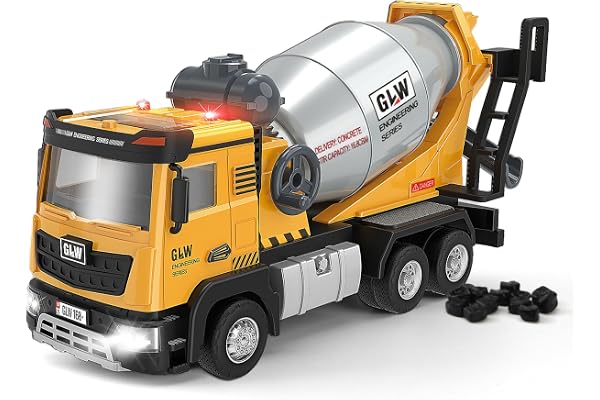 LTFIOON Véhicule de Construction, 1:40 Camion toupie à béton, Camion Jouet, Engins de Chantier Jouet avec Lumière et Son, Métal Transporteur pour Enfant Garçon Fille 3 4 5 6 Ans
