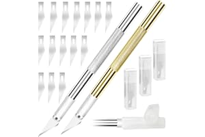 AURAANGE 2PCS Exacto Craft Trimmer – Precision Aluminum Alloy DIY Tool for Carving, Art Craft, Professional Non-Slip Design for Model Making, Cutting Leather, Wood, Foam & Bread with 15 Spare Blades