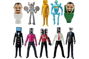 Crunier 10 PCS Toilet Figurine, Skibidi Statue Caricature Figure Collection Jouet, Statues, Objets de Collection, Figurines de Jouets, Ornements de 5 à 10,9 cm pour Les Fans de Jeu (2)