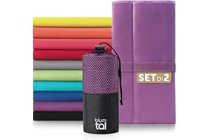 Blumtal Asciugamano in microfibra 2 x 80 x 40 cm extra assorbente – Asciugamani in microfibra ad asciugatura rapida – asciugamano da palestra ottimale – asciugamano da viaggio compatto – viola