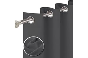 funky gadgets Blackout Curtains for Bedroom 54 Inch Drop Thermal Insulated Eyelet Curtains & Drapes Black Out Curtain for Kitchen, Living Room 2 Panels (90x54 Inch Charcoal)
