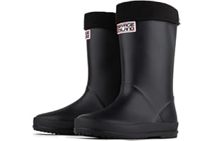 Savage Island Kids Wellies Boys & Girls Waterproof Wellington Rain Boots with Removable Warm Lining Sock - Toddler & Children’s Rain Boots - Unisex Welly Shoes