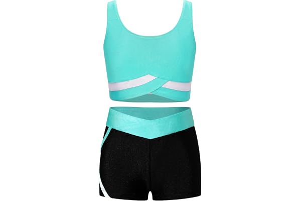Manyakai Sportset barn flicka shorts gym crop top yoga bodybuilding linne tanktopp gymnastik träningsoverall fitness 5–16 år