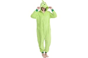 dressfan Navideño Verde Monstruo de Disfraz,Navideño Monstruo Pijama,Disfraz de Cosplay Halloween Carnaval Pijamas para Unisexo Adultos y Adolescentes