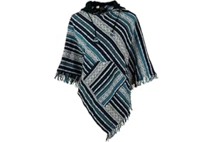 GURU SHOP Poncho hippie Chic, ponczo z frędzlami, męskie/damskie, czarne, bawełna, rozmiar: uniwersalne, kurtki, kurtki z dzianiny, poncza alternatywna odzież