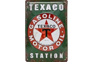 LUCKYLINDE Targa in metallo con goffratura – adatta per Texaco Gasoline e stazione olio motore, 30 x 20 cm