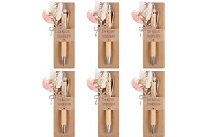 Hestya 6 Sets Ein Kleines Dankeschön Geschenke Enthalten 6 Holz Kugelschreiber mit Gravur 6 Rosa Echtem Trockenblumenstrau 6 Stifthalter aus Papier für Abschiedsgeschenk Lehrerin Kollegen Freund