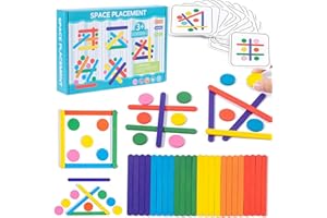 Jastown Rainbow Stick Puzzle Spiel,Montessori Spielzeug ab 3 4 5 6 Jahre,Tangram Kinder,Sensorische Feinmotorik Konzentrationsspiele Lernspiele ab 4 5 6 Jahre,Steckspiel Holzpuzzle Kinder