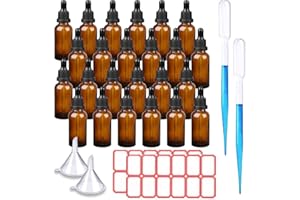 TUAKIMCE 24 PCS 30ML Pipettenflasche Tropfflasche mit Glaspipette Apothekerflasche Amber Boston Glasflaschen Tropfpipette Braunglas