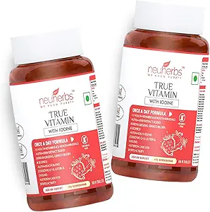 Neuherb True vitamin with Iodine Multivitamin with Zinc, Vitamin C, Vitamin-D, Gingseng, Ginkgo biloba, Coenzyme Q-10, Lutein & Choline for Men and Women -(120 Multivitamin tablets)