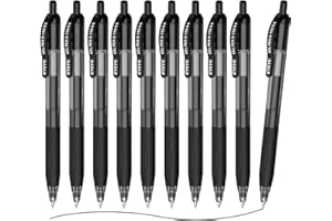 EYEYE G-103 10 Pack Retractable Gel Pens 0.5mm, Black Ink Pen Extra Fine Point Quick Dry, 0.5 mm Ballpoint Pen Fine Point Smooth Writing Pens for Office & Back to School Supplies