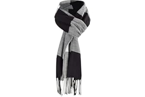 UMIPUBO Men's Scarves Classic Cashmere Wool Touch like Scarf Plaid Tartan Reversible Check Tassel Ends Solid Long Winter Scarf