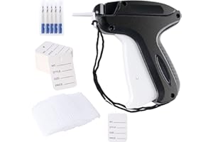 ilauke Zestaw pistoletu do etykietowania ubrań, pistolet do etykietowania ubrań, pistolet Kimble z 200 metkami cenowymi i 5 wymiennymi igłami i 2000 plastikowymi zapięciami, przymocuj etykietę w kilka