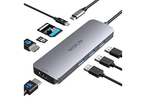 ‎MOKIN USB C Dual HDMI Adapter, USB C Docking Station Dual Monitore für Windows, USB C Adapter mit Dual HDMI, 3 USB Port, SD/TF, PD Port Kompatibel für Dell XPS 13/15, Lenovo Yoga