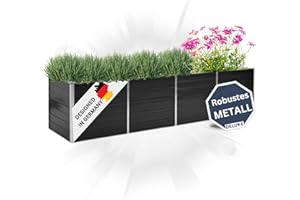 DELUKE Hochbeet für Garten OSKAR Anthrazit | 320x80x77cm | Verzinkter Stahl | Wetterfest | Gartenbeet Kräuterbeet Blumenbeet Beet hoch Frühbeet für Garten Gemüsebeet