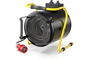 DAHTEC Calefactor Industrial 9000W - Calentador Aire Caliente Portatil - con Ajuste de ángulo de 0 a 25° y Termostato - Apto para Construcción, Garaje e Invernadero