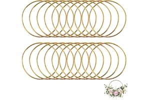 Flewdart 20pcs anneau en metal Décoratifs 7,5cm, cercle floral hoop metallique doree, cercle anneaux de Couronne pour artisanat floral, macramé, DIY, attrape-rêves, bonbonnières (20)