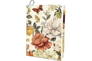 CRASPIRE Flower Book Sleeve Stretchy Book Cover Polyester Cloth Elastic Washable Reusable Vintage Floral Butterfly Large Wraps Protector for Most Hardcover Notebook Students Readers