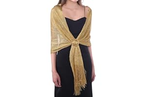 DiaryLook Womens Evening Wrap Stole Shawl for Dresses Sparkling Metallic Shawls for Wedding, Parties, Bridesmaid, Prom Scarf