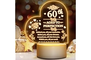 Winzwon 60th Birthday Gifts for Women, Funny Birthday Hampers for Her Happy 60th Birthday Gifts Basket for Women, Personalised Engraved Night Lamp 60th Birthday Presents for Mum Wife Friends Sister